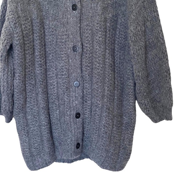 LUNYA Chunky Knit Wool Car Coat in Charcoal, Size X-Small/Small - Picture 7 of 15